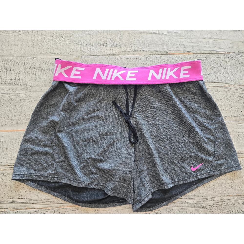Nike Dri-FIT Shorts Womens Small Gray Pink Fold Over Waist Athletic